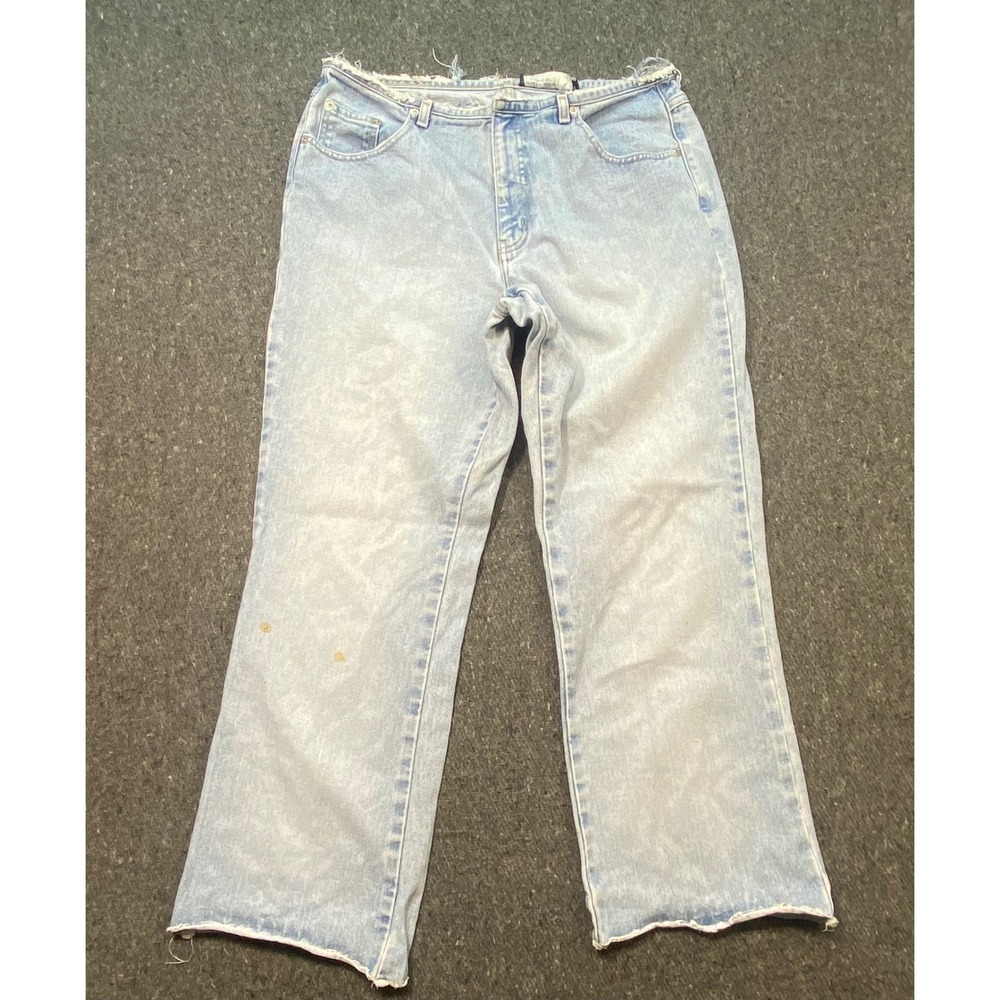 Venezia Jeans Straight Leg‎ 14 Petite Womens Light Blue Grunge Raw Hem Denim